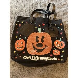 Disney‎ Parks Walt Disney World Canvas Tote Bag Halloween Pumpkin Mickey Mouse